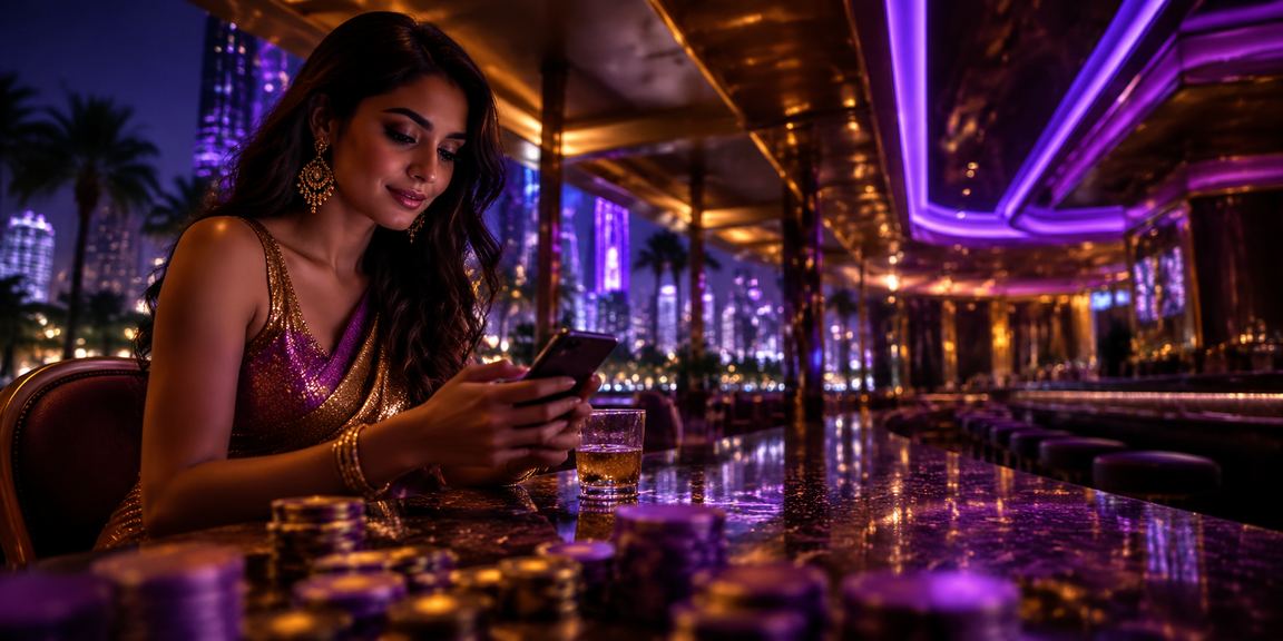 VIP lounge glowing with neon lights and luxury atmosphere